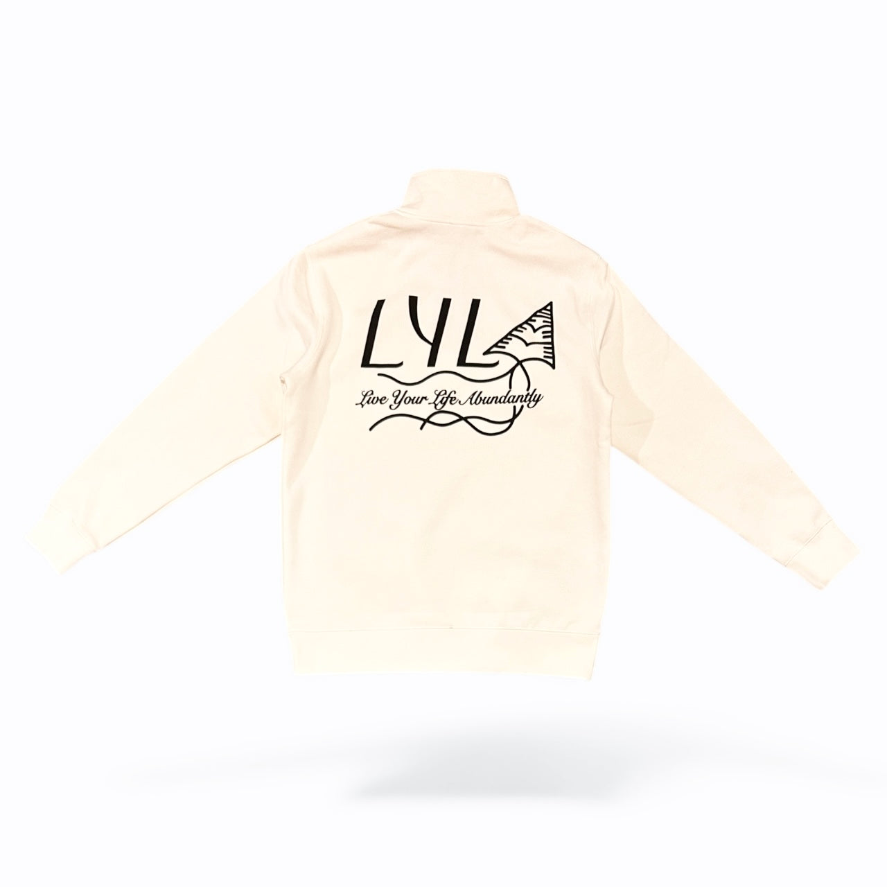 Cream Lux Patched Quarter Zip Sweater